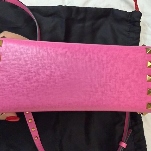 VALENTINO GARAVANI Alcove Rockstud Leather Box Top Handle Bag Pink - Picture 6 of 14